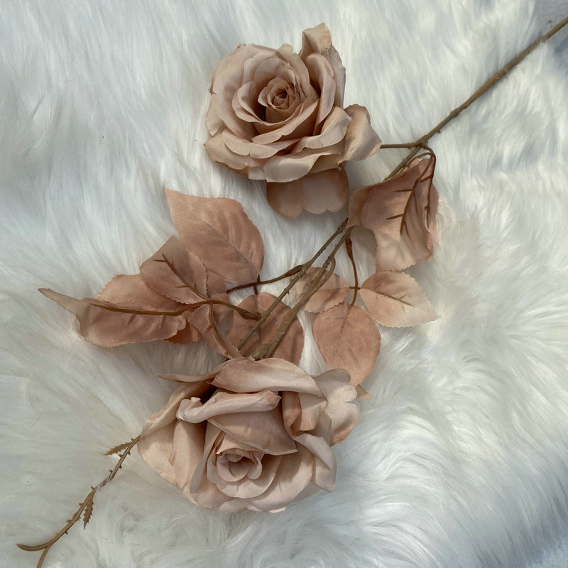 Single Stem Alice Rose with 2 Blooms, 31" Tall, Silk-Like Fabric, Perfect for Weddings, Home Decor & Events