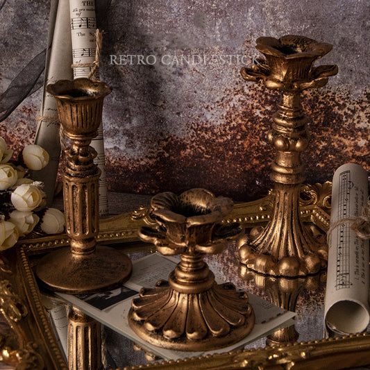 Vintage Gold Candle Holders - French Classic European Retro Decor for Weddings Home & Photo Props