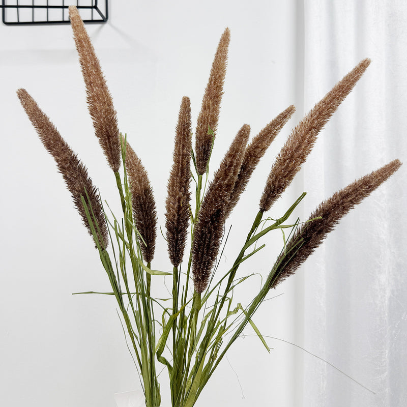 Artificial Reed and Foxtail Grass Bush, 3 Blooms, 35 Inches Tall, Perfect for Wedding, Home, and Commercial Decor