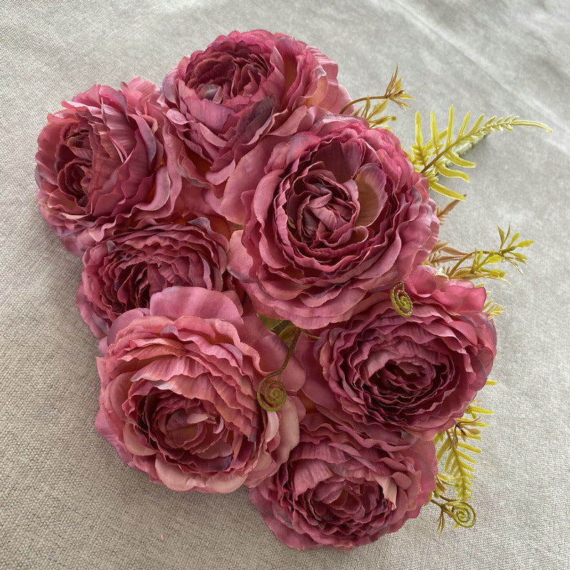 Artificial Peony Bush with 7 Blooms, 16" Tall, Silk-Like Fabric, Perfect for Weddings & Home Decor