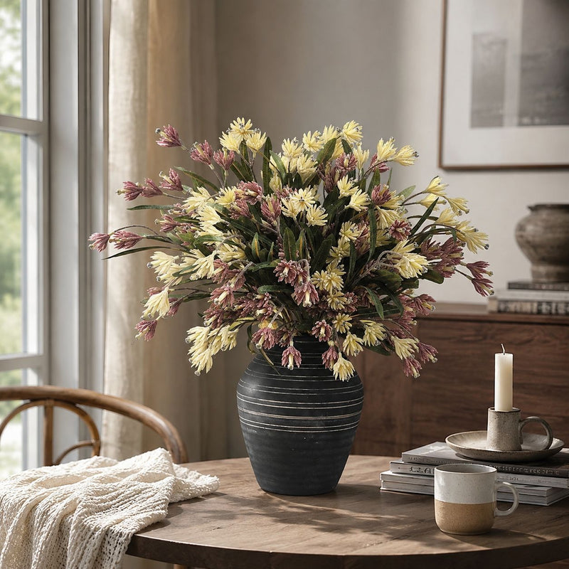 24" Artificial Magnolia Bush with 9 Blooms, Realistic Silk Floral Arrangement for Home Decor, Wedding Centerpieces, Hotel Styling