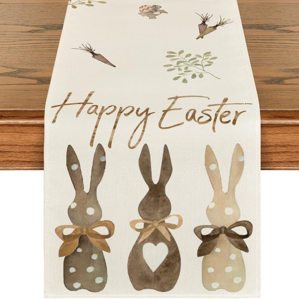Bulk 3 Pcs Easter Table Runner 2025 Linen Waterproof Spring Dining Decor Farmhouse Outdoor Picnic Reusable Boho Party Table Wholesale