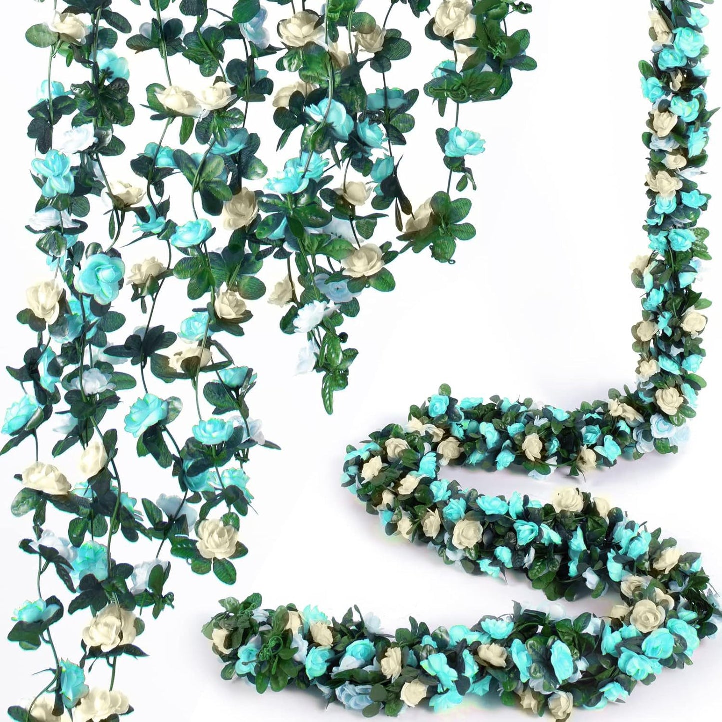 Bulk 8 Pcs Flower Garland 2025 Silk Rose Vine Greenilk Leaves Wedding Arch Boho Wall Decor Reusable Hypoallergenic Party Wholesale