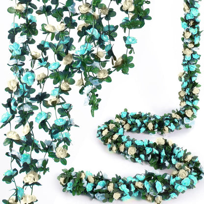 Bulk 8 Pcs Flower Garland 2025 Silk Rose Vine Greenilk Leaves Wedding Arch Boho Wall Decor Reusable Hypoallergenic Party Wholesale