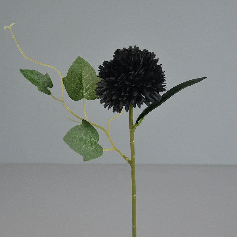 12 Inch Black Artificial Chrysanthemums Flowers Ball, 12 Pcs Bulk Pack for Halloween Decor