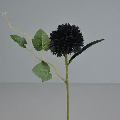 12 Inch Black Artificial Chrysanthemums Flowers Ball, 12 Pcs Bulk Pack for Halloween Decor