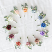 5 Inch Artificial Rose Boutonniere for Men Wedding, Bulk with Pins