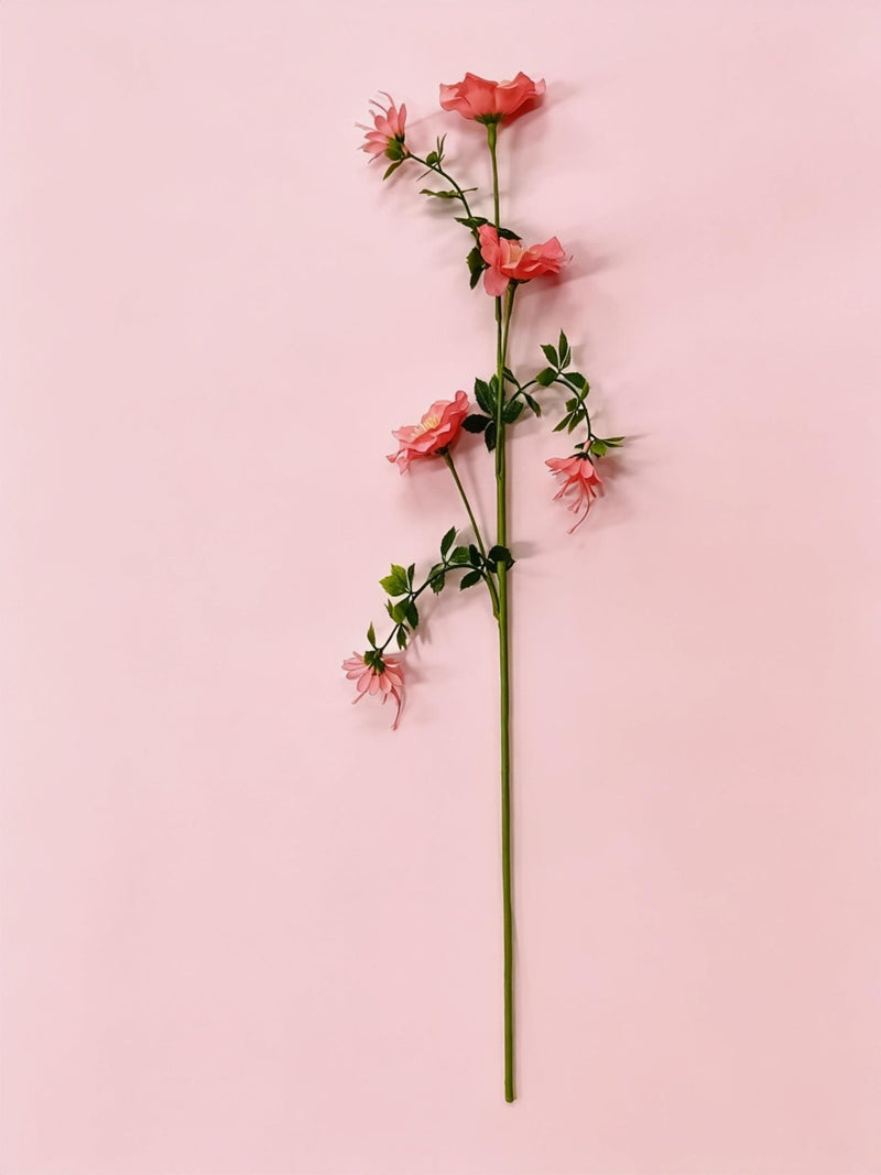 Artificial Cosmos Flower Bush with 6 Blooms, 27.5" Silk-Like Faux Floral, Wedding & Home Decor