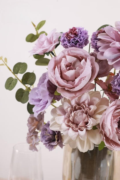 Wedding Backdrop Floral Arrangement Kit Silk Rose Dahlia Combo Adjustable Stems UV Fade Resistant Event Decor