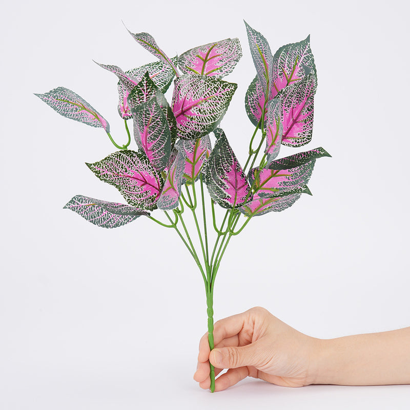 Single Stem Artificial Perilla Plant, 14" Plastic Bush, Realistic Green Leaves for Home Decor, Wedding, and Event Styling