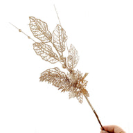 Christmas Gold Glitter Lily Ornament - 17" Christmas Tree Topper Decoration