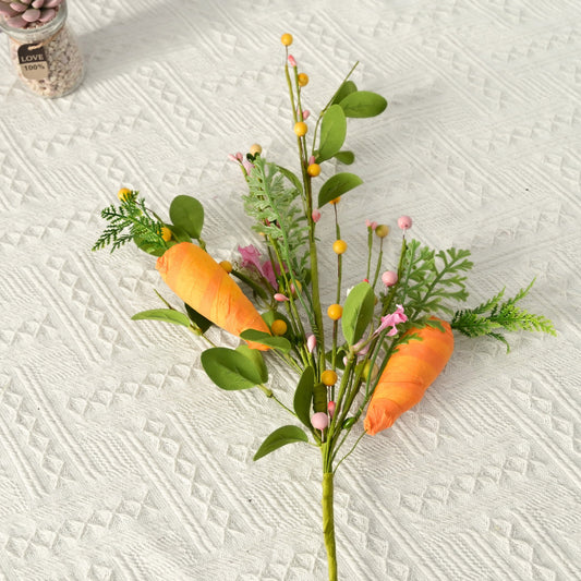 Easter Decor Artificial Carrot Stem - 24.4” Holiday Branch for Home & Valentine’s Decor