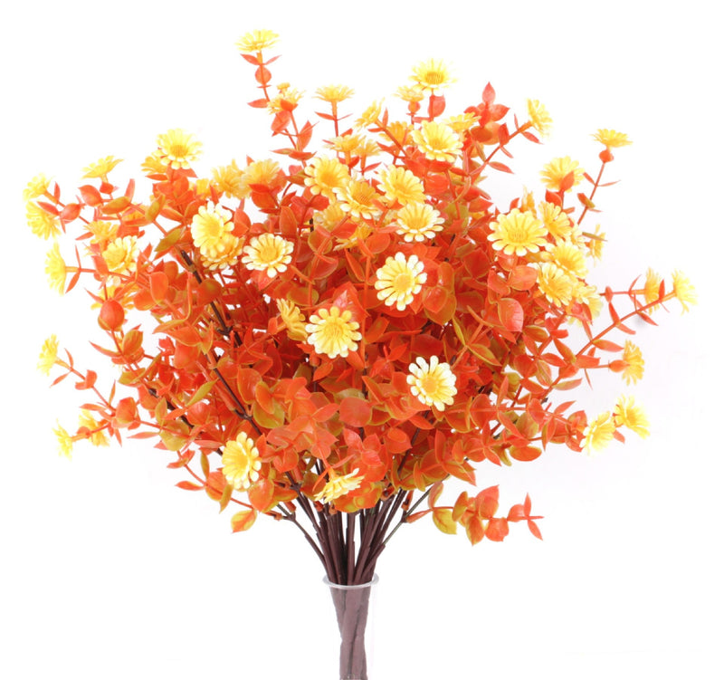 8 Bundles Autumn Mum Daisy Bush Artificial Flowers UV Resistant Outdoor Plants