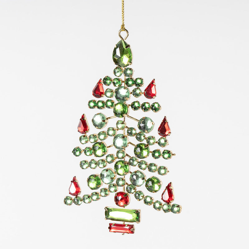 Christmas Tree Ornaments 50 Pcs Acrylic Red Green Gemstone Hanging Decorations Bulk Set