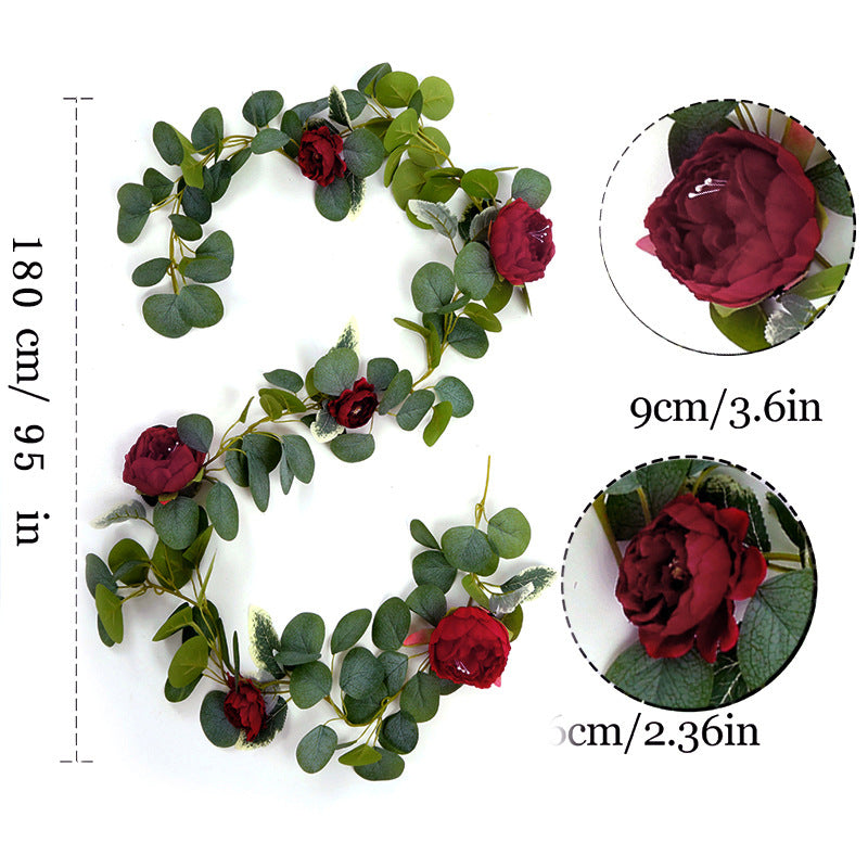 70.8" Wedding Decor Garland - Faux Eucalyptus & Blue Peony Vines for Wedding Decorations