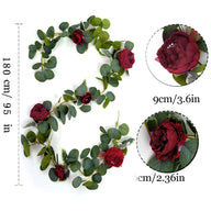 70.8" Wedding Decor Garland - Faux Eucalyptus & Blue Peony Vines for Wedding Decorations