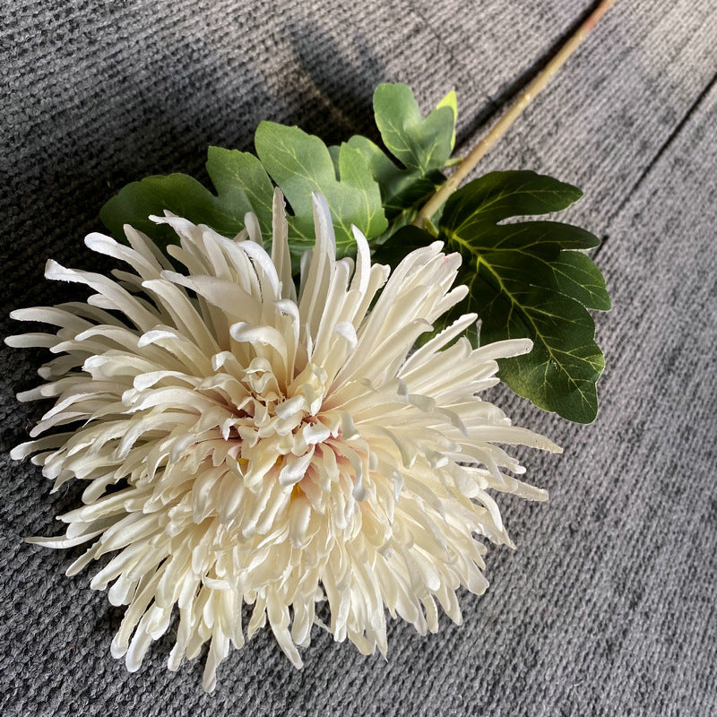Single Stem Artificial Chrysanthemum, 29" Realistic Silk-Like Fabric Flower for Weddings & Home Decor, Dragon Claw Mum