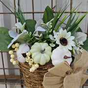 Artificial Pumpkin Door Hanger Wreath with Berry Greenery, Bulk Farmhouse Decor for Front Door Porch