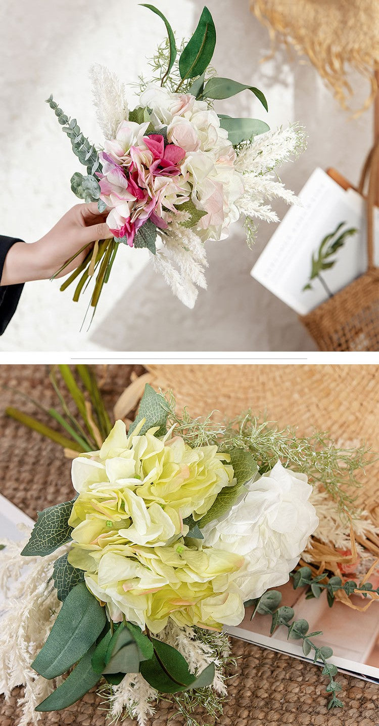Artificial Hydrangea Flowers Bouquet 12 Inch Mixed Color Silk Bulk Arrangement 10 Pcs