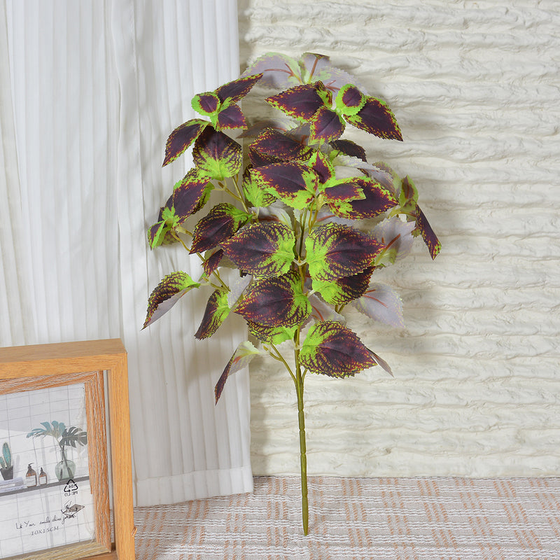 Artificial Coleus Leaf Bush, 18" Height, Silk-Like Fabric, Perfect for Indoor Decor, Wedding & Event Styling