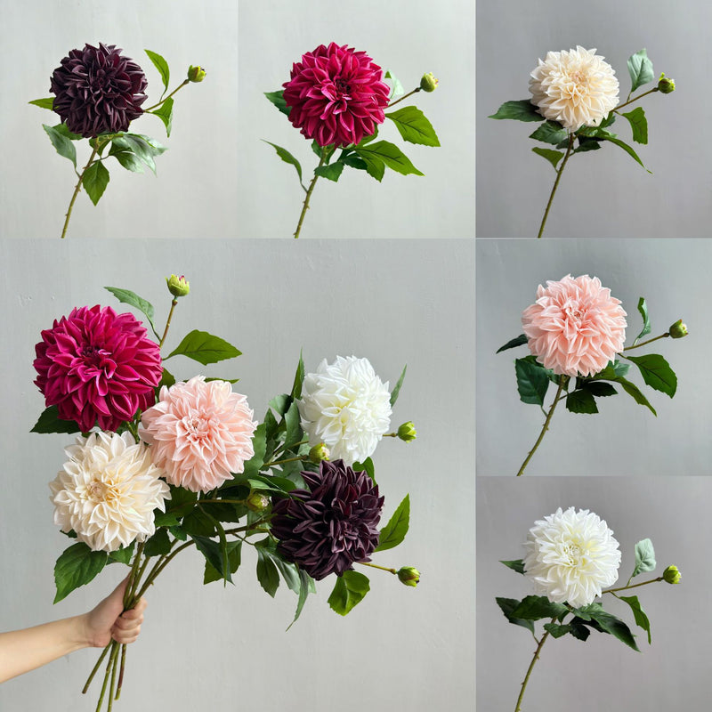 Artificial Dahlia Bush with 2 Blooms, 26" Tall, Silk-Like Fabric, Modern Elegance for Home Decor, Events