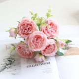 Premium Real Touch 6 pcs Silk Roses Luxury Wedding Bridal Bouquets & Persian Décor Centerpiece for Vase Table Arrangements
