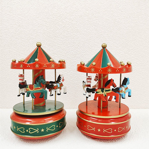 Christmas Carousel Music Box with 4 Moving Horses, Festival Ornament Toy, Bulk Wholesale