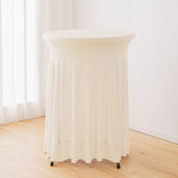 Bulk Round Stretch Tablecloths Cocktail Skirt Table Covers and Banquet Bar Round Table Covers Wholesale