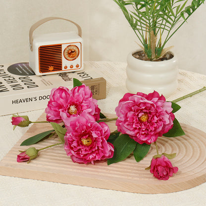 6-Head Peony Artificial Flower Stems - 27.6 Inch 2-Pack | Wedding Decor