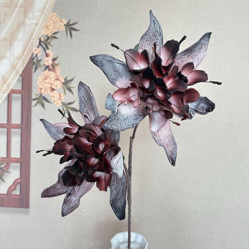 Artificial Wildflower Single Stem with 2 Blooms, 37" Tall Foam Floral for Home Decor, Weddings & Commercial Displays