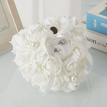 Bulk Double Sided Wedding Ring Pillow with Rose Shockproof Design for Destination Weddings & Vow Renewals Bridal Keepsake Organizer Box Wholesale