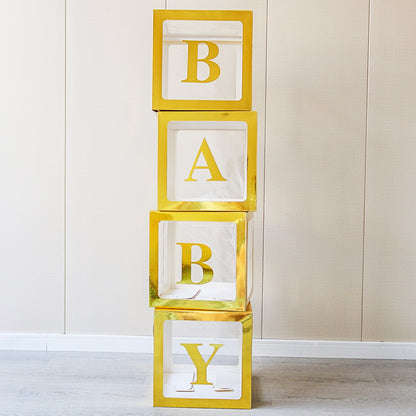 Bulk 4 Pcs Clear Balloon Boxes with Letters for Baby Shower Birthday Party Backdrop Decor Wholesale