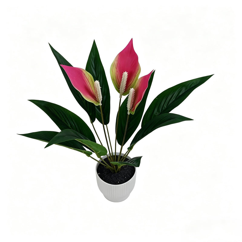 Artificial Anthurium Plant, 12-Bloom Bush, 17" Tall, PE/PVC Material, Indoor Decor for Home, Office, Events