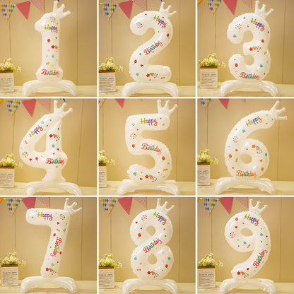 Bulk 10 pcs 42-inch White Crown Foil Number Balloons - for Birthday Party Decorations and Photo Props Wholesale