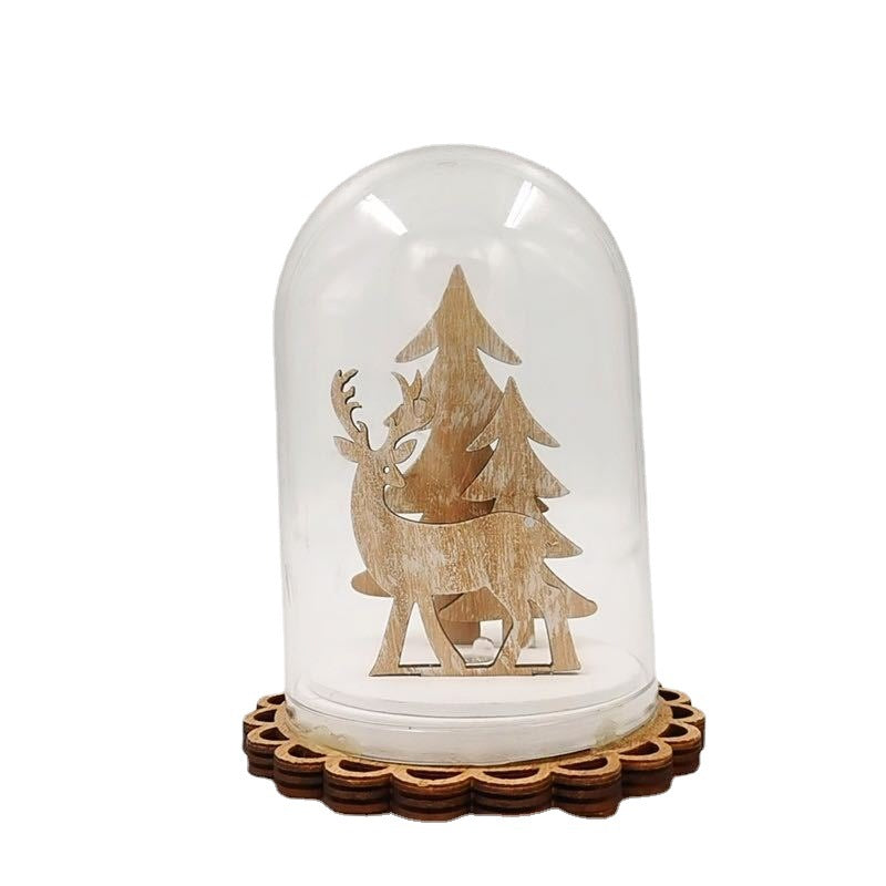 Bell Shaped Glass Ornament LED Xmas Tree with Base, Desk Decor, Bulk Wholesale Set