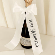 Just Married Wedding Ribbon - 0.8"x24" Champagne Bottle Decor Streamer