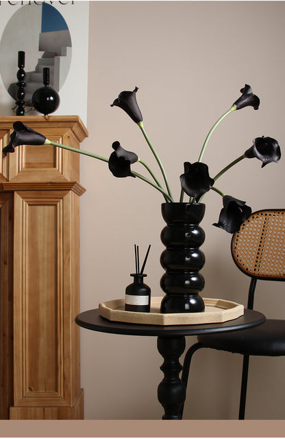 Bulk Ceramic Flower Vase Ribbing Modern Unique Home Party Decor Wholesale