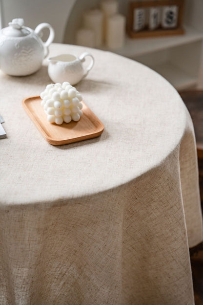 Bulk 55" Linen Round Tablecloth with Tassel Wrinkle Free Table Cloth Wholesale