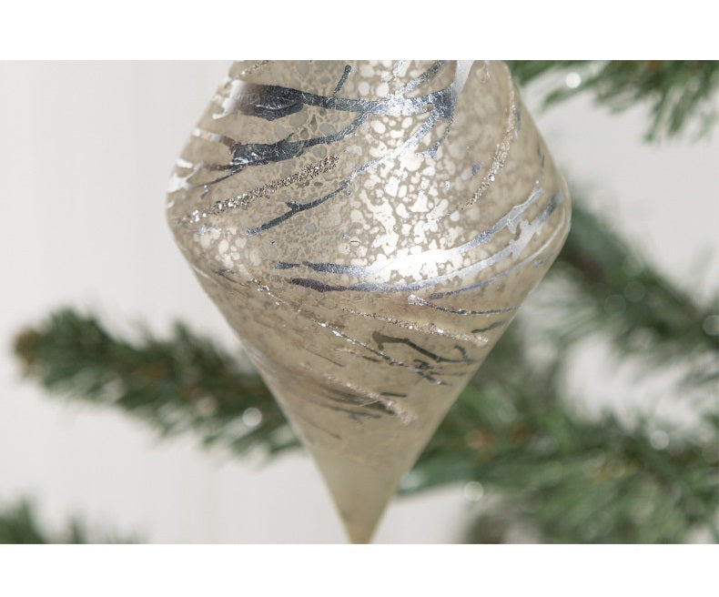 Bulk Christmas Glass Ornaments 12 Pcs Sparkle Helical Drop Decorations for Christmas Tree