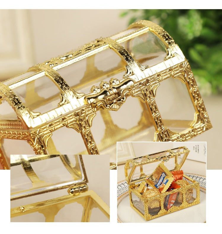 Bulk 12 Pack Clear Treasure Chest 3.5X2.5X2.4 Inch Plastic Favor Boxes for Wedding Party Wholesale