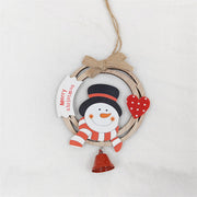 Wooden Hanging Christmas Decorations with Bell Santa Claus Snowman Elk, Bulk Xmas Tree Window Ornaments
