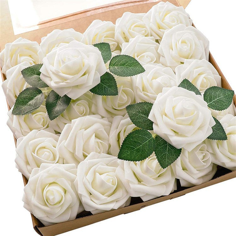Bulk 25Pcs Ivory Roses 2025 Real Touch Foam Flowers for DIY Wedding Bouquets Bridal Shower Centerpieces Boho Party Decor Wholesale