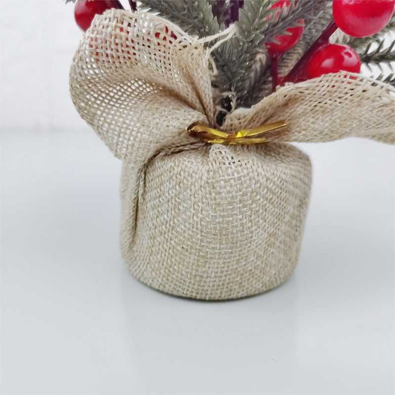 Simulation Mini Xmas Tree with Cedar Branches, Tabletop Ornament, Bulk Wholesale Pack