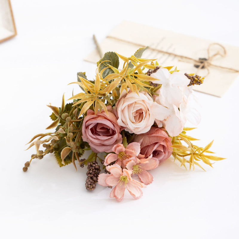 Artificial Rose Bush, 11 Blooms, 14" Tall, Silk Material, Perfect for Home Decor, Weddings, Events, and Gift Giving