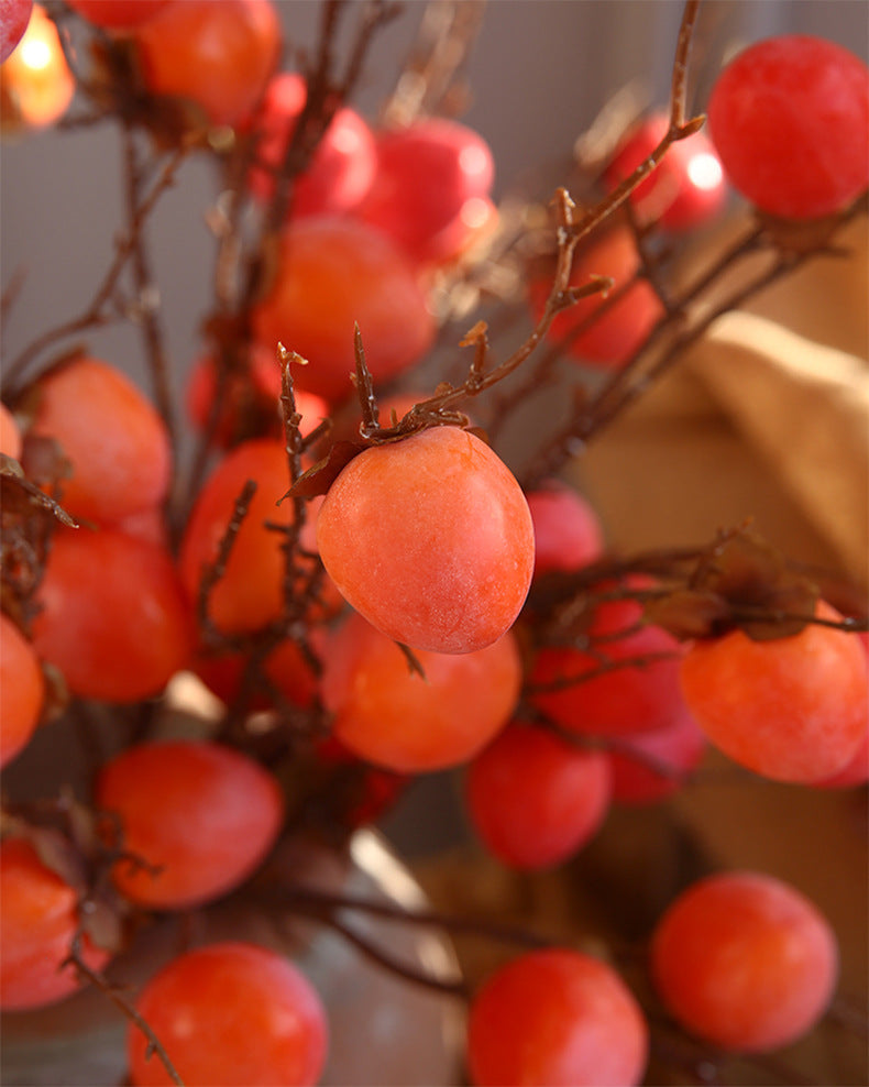 37 Inch Extra Long Artificial Persimmon Stems Branches Bulk Quantity