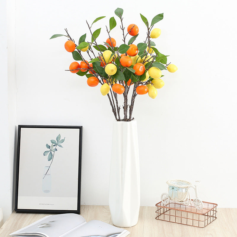 34 Inch Artificial Lemon and Kumquat Fruit Branch Stems, 10 Pcs Silk Lemon Stems