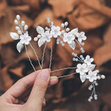 Bulk 3 Pcs Floral Hair Pins 2025 Pearl Rhinestones Bridal Accessories Hypoallergenic for Outdoor Boho Wedding Bridesmaids Wholesale