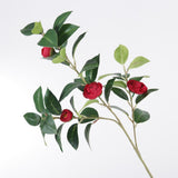 Artificial Camellia Flower Stem - 3-Stem 4-Bloom 25.6" Faux Perfume Camellia Decor for Living Room Home Accents