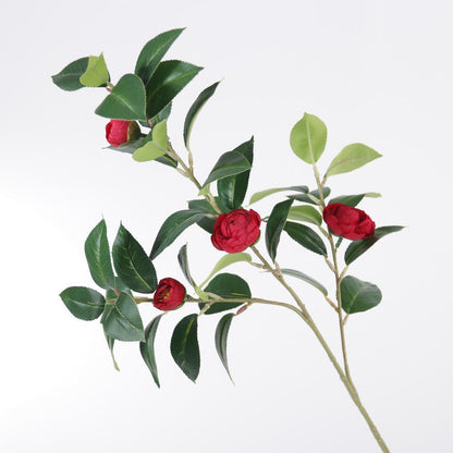 Artificial Camellia Flower Stem - 3-Stem 4-Bloom 25.6" Faux Perfume Camellia Decor for Living Room Home Accents