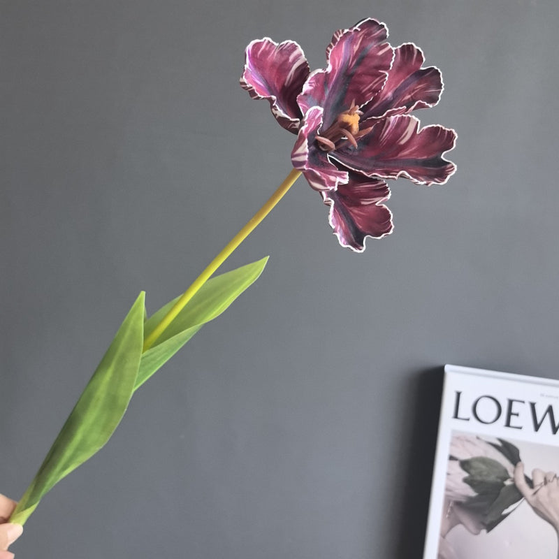 Single Stem Real-Touch Tulip, 27" Tall, Retro Style for Weddings, Home Decor, and Events